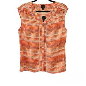 🚨372 Worthington Sleeveless Button Down Poppy Red Lifted Tank Top